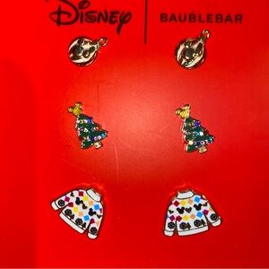BNIB BaubleBar X Disney Mickey Mouse Christmas 2024 Themed Earrings Set of 3